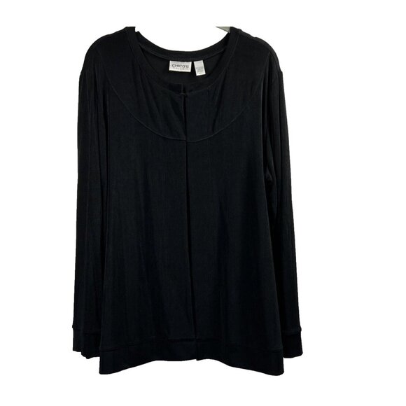 Chicos Travelers Jacket Size XL Solid Black Hook & Eye Front Long Sleeve - Picture 1 of 8
